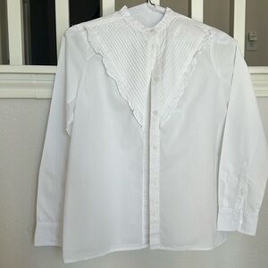 Never worn Ruffle-trim cotton poplin button-up